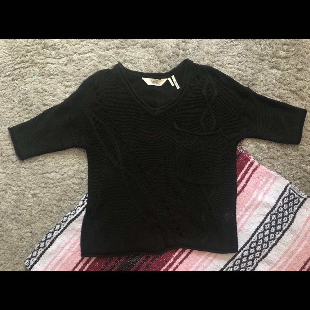 • Black Poppy Knit Top •